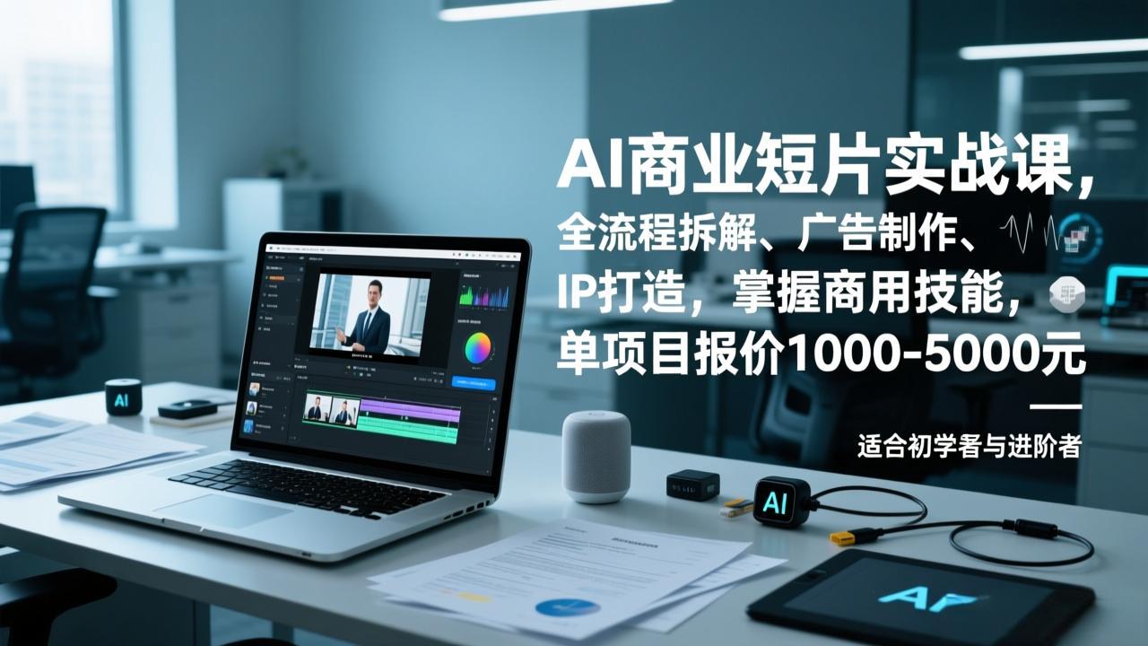 AI商业短片实战课，全流程拆解、广告制作、IP打造，掌握商用技能，单项目报价1000-5000元-AI学习资源网