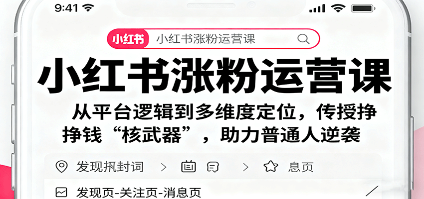 小红书涨粉运营课：从平台逻辑到多维度定位，传授挣钱 “核武器”，助力普通人逆袭-AI学习资源网