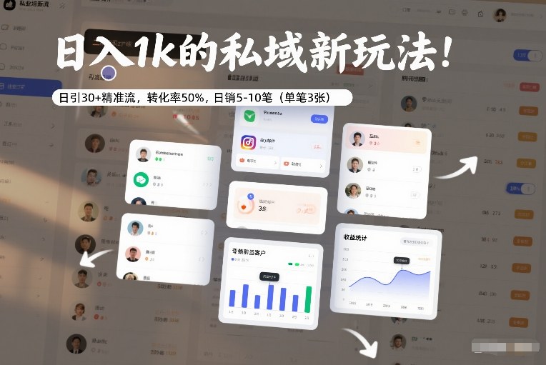 日入1k的私域新玩法:日引30+精准流,转化率50%,日销5-10笔(单笔3张)-AI学习资源网