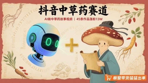 抖音中草药赛道，用AI做中草药故事视频，45条作品涨粉13W，橱窗带货猛猛出单-AI学习资源网