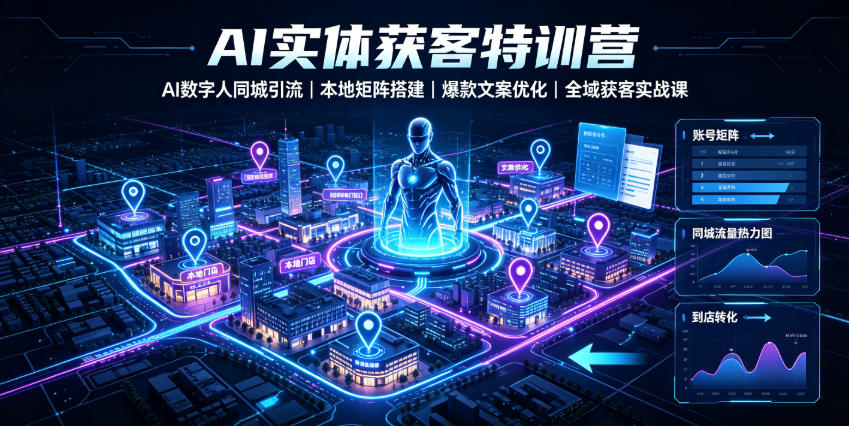 AI实体获客特训营｜AI数字人同城引流、本地矩阵搭建、爆款文案优化全域获客实战课-AI学习资源网