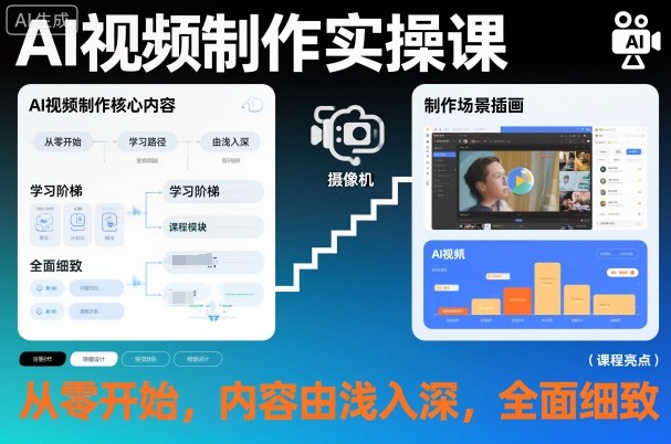 AI视频制作实操课，从零开始，内容由浅入深，全面细致-AI学习资源网