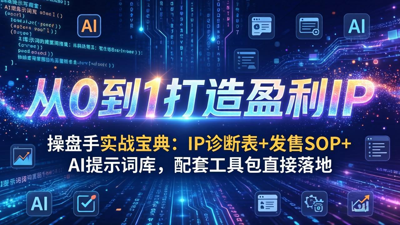 操盘手实战宝典：IP诊断表+发售SOP+AI提示词库，配套工具包直接落地，从0到1打造盈利IP-AI学习资源网