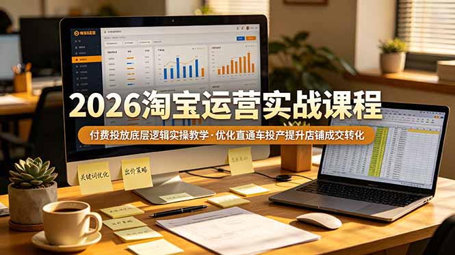 2026 淘宝运营实战课程，付费投放底层逻辑实操教学，优化直通车投产提升店铺成交转化-AI学习资源网