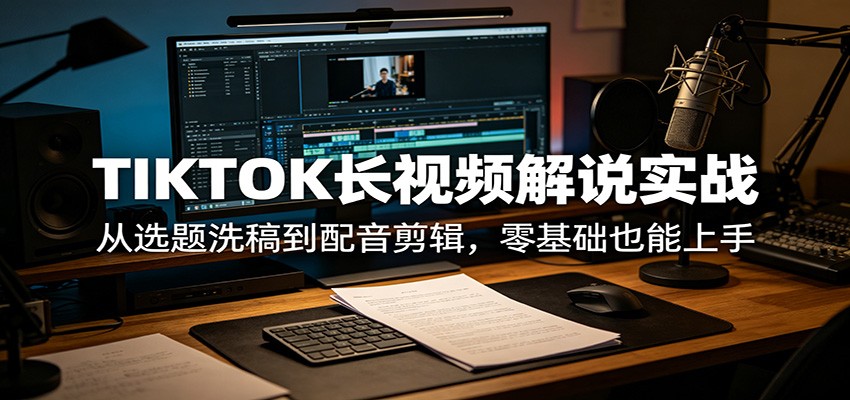 TIKTOK长视频解说实战：从选题洗稿到配音剪辑，零基础也能上手-AI学习资源网