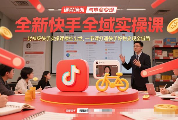 全新快手全域实操课，封神级快手实操课横空出世，一节课打通快手好物变现全链路-AI学习资源网