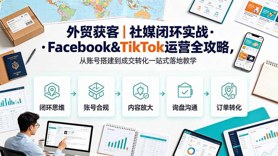 外贸获客|社媒闭环实战·Facebook&TikTok运营全攻略,从账号搭建到成交转化一站式落地教学-AI学习资源网