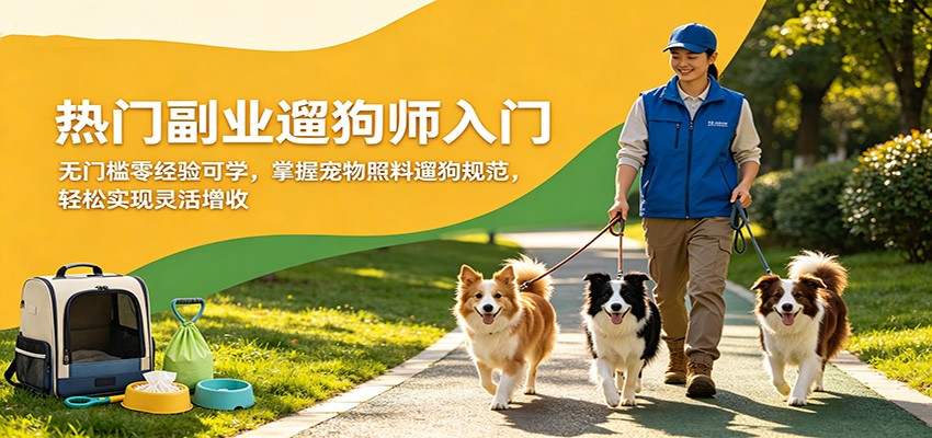 热门副业遛狗师入门，无门槛零经验可学，掌握宠物照料遛狗规范，轻松实现灵活增收-AI学习资源网