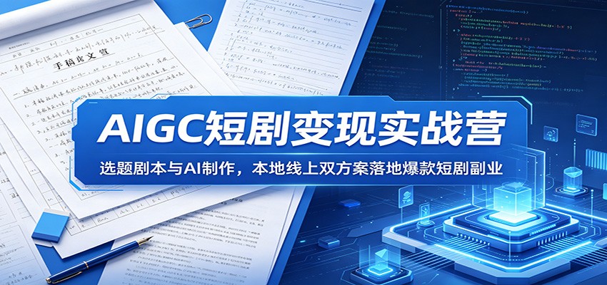 AIGC短剧变现实战营：选题剧本与AI制作，本地线上双方案落地爆款短剧副业-AI学习资源网