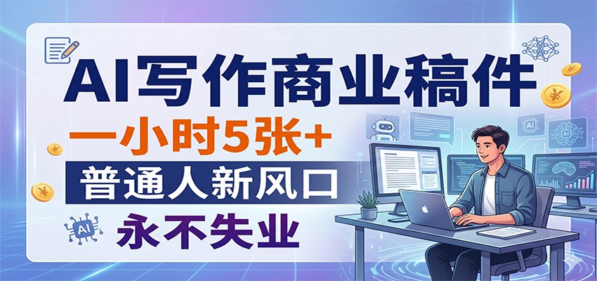 AI写作商业稿件，一小时5张+，普通人新风口，永不失业-AI学习资源网