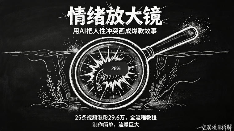 AI制作“情绪放大镜“视频，25条视频涨粉29.6W粉，流量巨大，制作简单，全流程教程-AI学习资源网