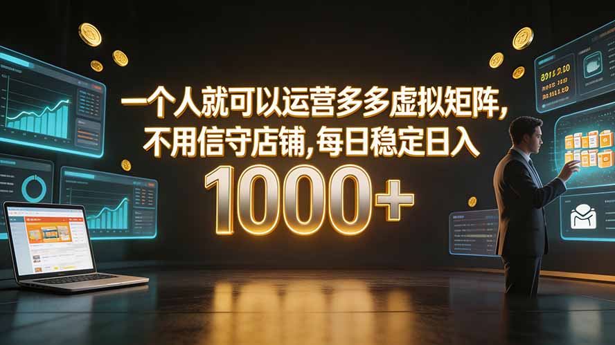 一个人就可以运营多多虚拟矩阵，不用值守店铺，每日稳定日入 1000+-AI学习资源网