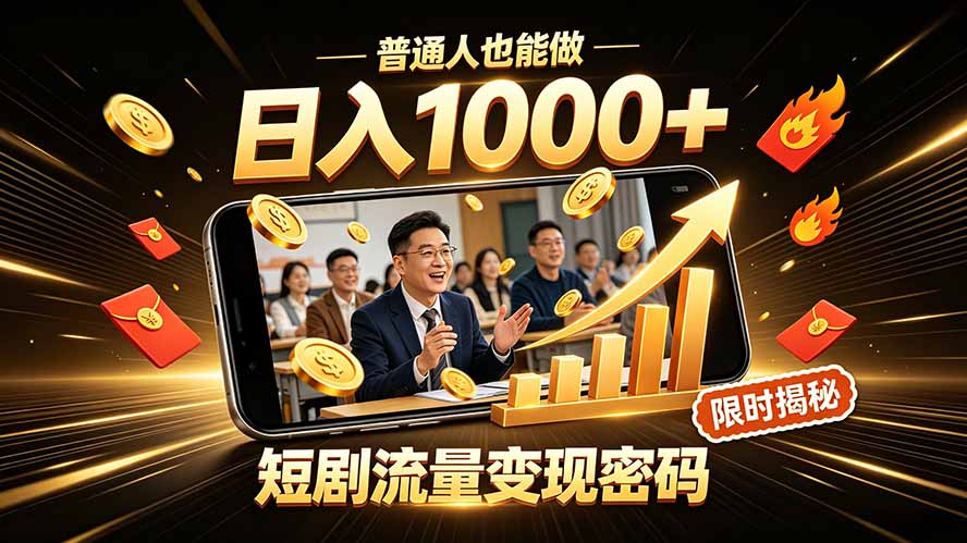 一部手机做短剧分发，不用真人出镜、不用拍摄剧本，快手流量变现日赚千元-AI学习资源网