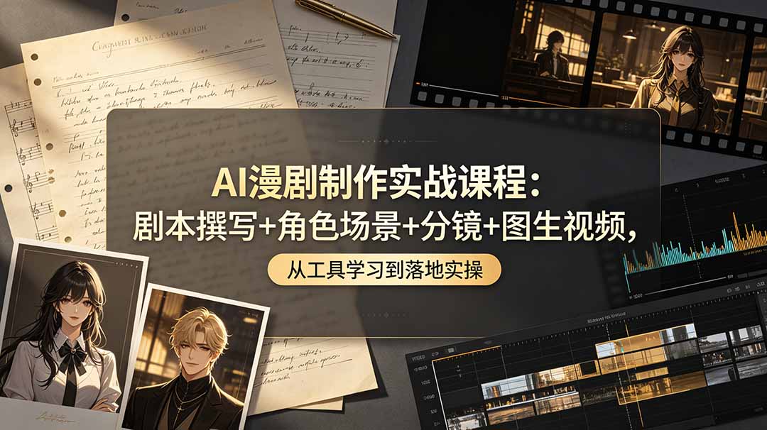 AI漫剧制作实战课程：剧本撰写+角色场景+分镜+图生视频，从工具学习到落地实操-AI学习资源网