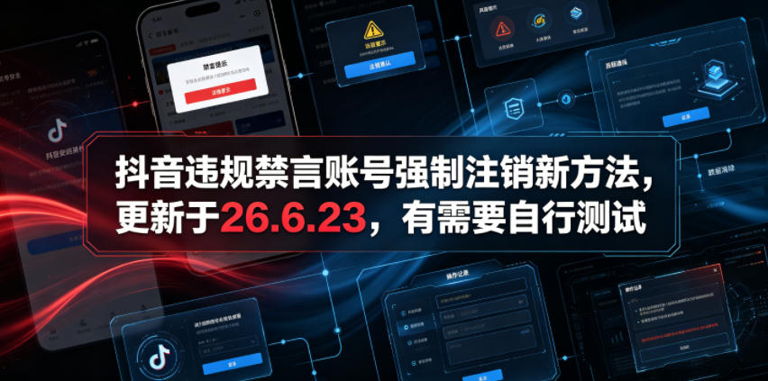 抖音违规禁言账号强制注销新方法,更新于26.6.23,有需要自行测试-AI学习资源网