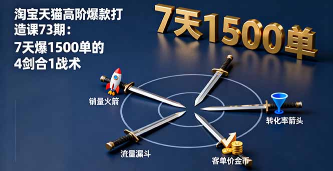淘宝天猫高阶爆款打造课73期：7天爆1500单的4剑合1战术-AI学习资源网