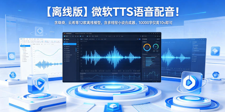 【离线版】微软TTS语音配音！含晓晓，云希等12款离线模型，含多线程小说合成器，10000字仅需10s即可-AI学习资源网
