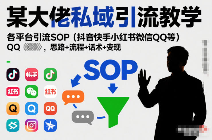 某大佬私域引流教学，各平台引流SOP(抖音快手小红书微信QQ等)，思路+流程+话术+变现-AI学习资源网