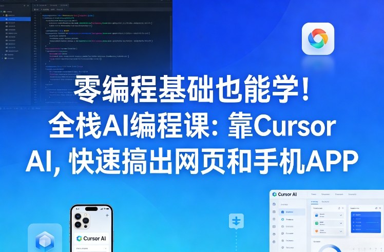 零编程基础也能学！全栈AI编程课：靠Cursor AI，快速搞出网页和手机APP-AI学习资源网