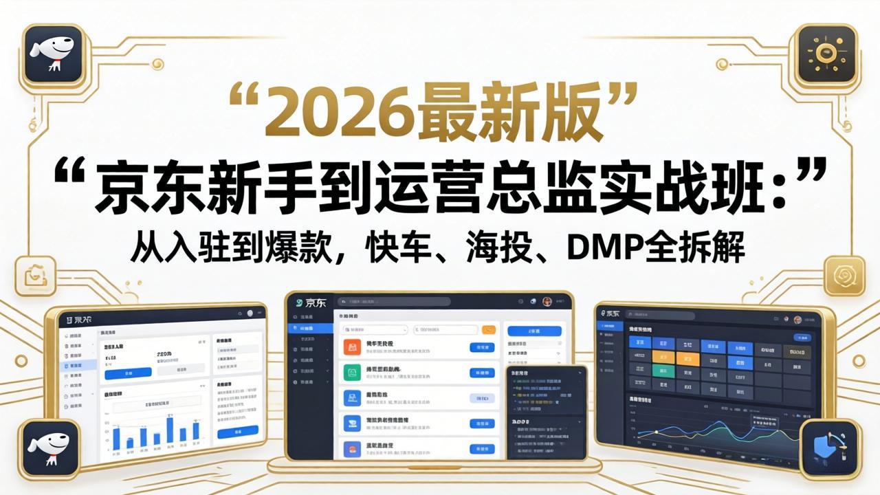 京东新手到运营总监实战班：从入驻到爆款，快车、海投、DMP全拆解，2026最新版-AI学习资源网