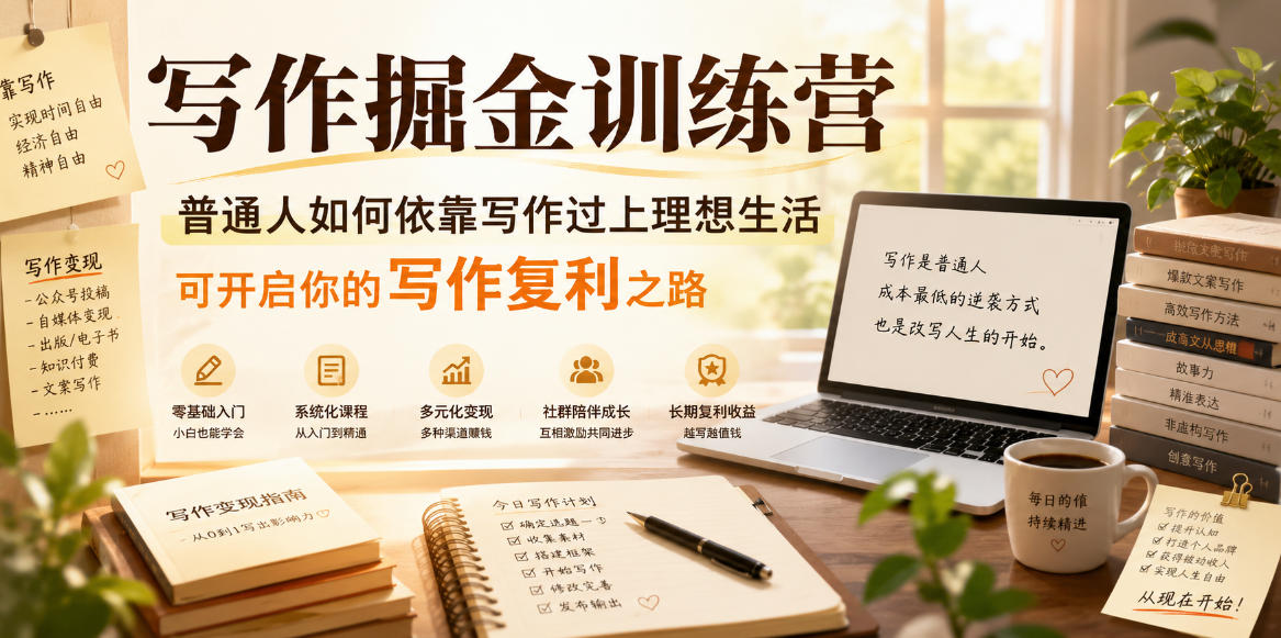 写作掘金训练营，普通人如何依靠写作过上理想生活，可开启你的写作复利之路(更新6月)-AI学习资源网