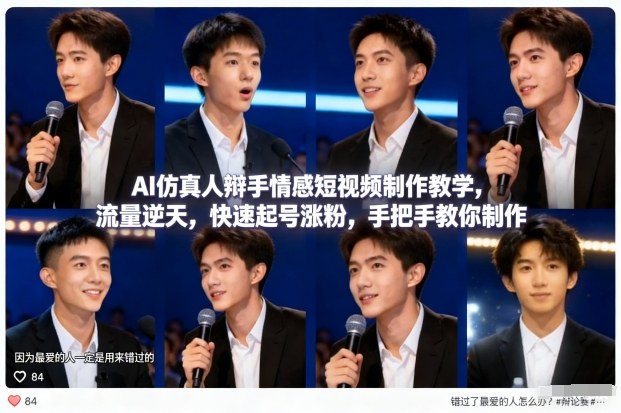 AI仿真人辩手情感短视频制作教学，流量逆天，快速起号涨粉，手把手教你制作-AI学习资源网
