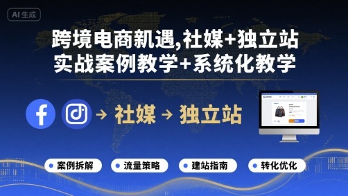 跨境电商新机遇，社媒+独立站，实战案例教学+系统化教学-AI学习资源网