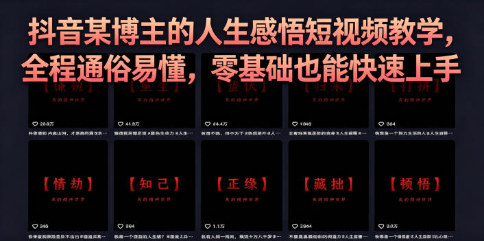 抖音某博主的灰太狼人生感悟短视频教学，全程通俗易懂，零基础也能快速上手-AI学习资源网