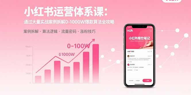 小红书运营体系课：通过大量实战案例拆解0-1000W爆款算法全攻略-AI学习资源网