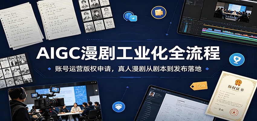 AIGC漫剧工业化全流程：账号运营版权申请，真人漫剧从剧本到发布落地-AI学习资源网