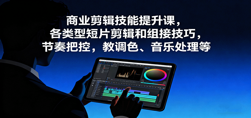 商业剪辑技能提升课，各类型短片剪辑和组接技巧，节奏把控，教调色、音乐处理等-AI学习资源网