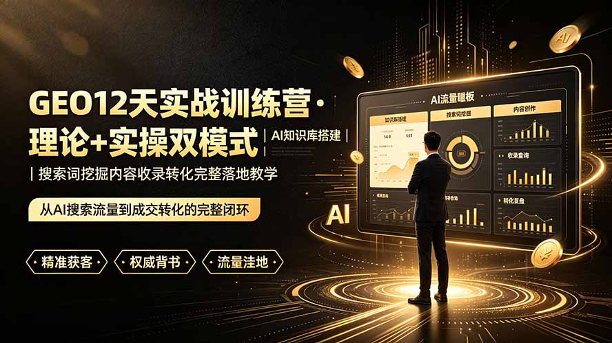 GEO12天实战训练营·理论+实操双模式|AI知识库搭建|搜索词挖掘内容收录转化完整落地教学-AI学习资源网