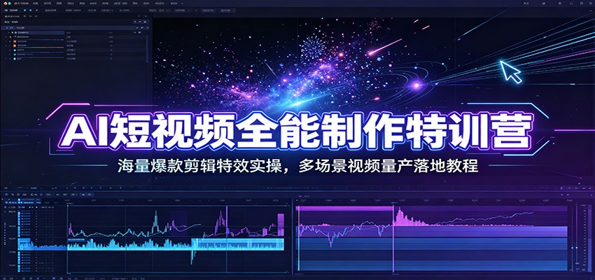 AI短视频全能制作特训营：海量爆款剪辑特效实操，多场景视频量产落地教程-AI学习资源网
