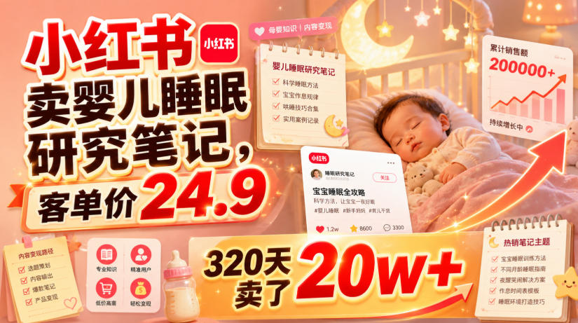 小红书卖婴儿睡眠研究笔记,客单价24.9,320天卖了20w+-AI学习资源网