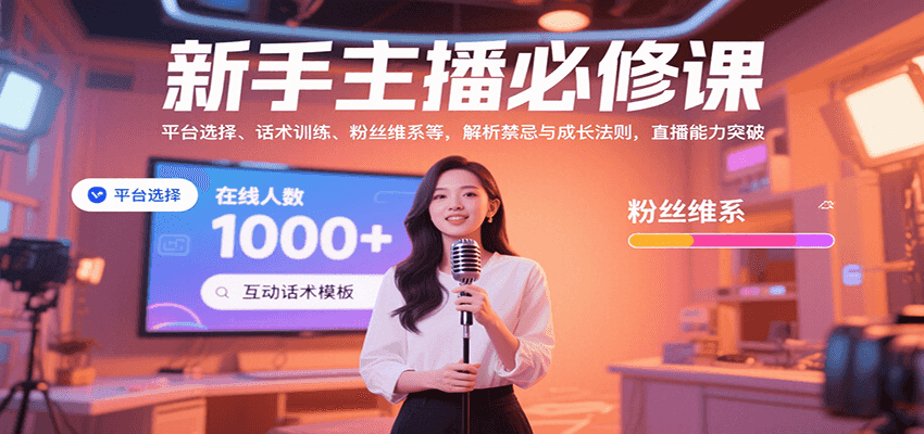 新手主播必修课：平台选择、话术训练、粉丝维系等，解析禁忌与成长法则，突破直播能力-AI学习资源网