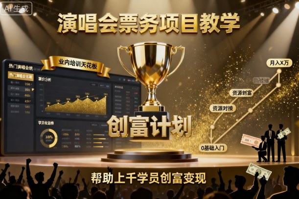 演唱会票务项目教学，业内培训天花板，帮助上千学员创富变现(更新)-AI学习资源网
