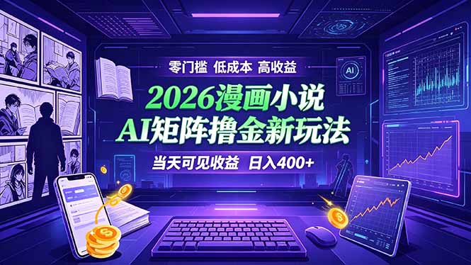 爆款小说漫画大阅读 ai矩阵操作 当天可见收益 日入400+ 零门槛 高收益-AI学习资源网