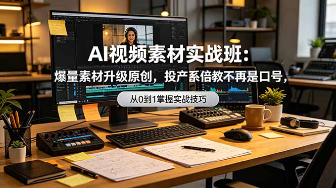 AI视频素材实战班：爆量素材升级原创，投产翻倍不再是口号，0-1系统教学实战落地-AI学习资源网