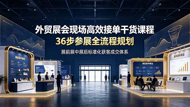 外贸展会现场高效接单干货课程，36步参展全流程规划，展前展中展后标准化获客成交体系-AI学习资源网