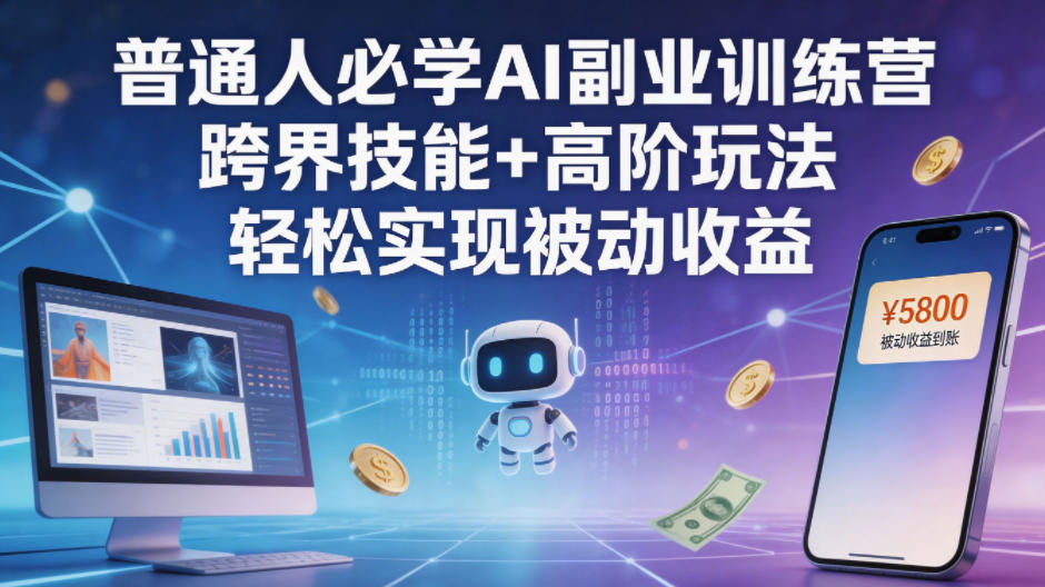 普通人必学AI副业训练营跨界技能+高阶玩法轻松实现被动收益-AI学习资源网