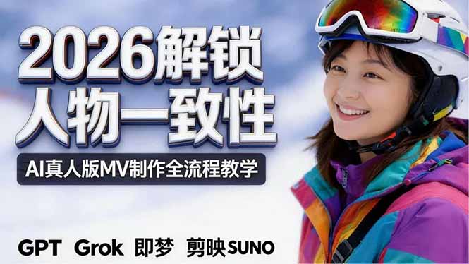 2026独创解锁人物一致性：AI真人版MV制作，不讲空话，不拼概念，全流程实操-AI学习资源网