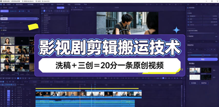 影视剧剪辑搬运技术,洗稿+三创=20分一条原创视频-AI学习资源网