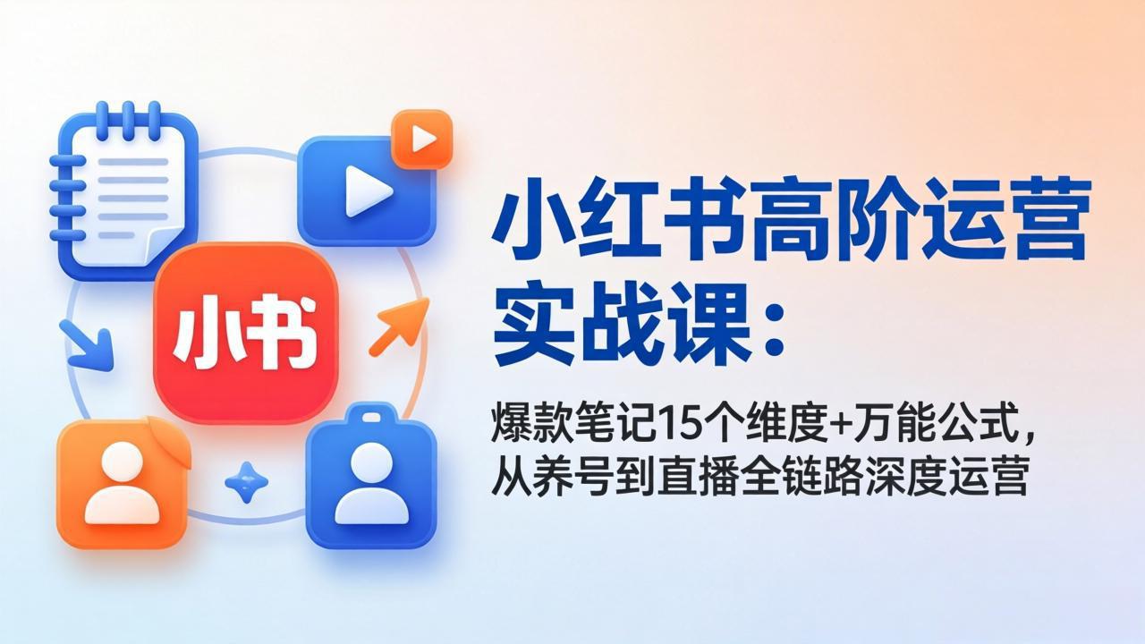 小红书高阶运营实战课：爆款笔记15个维度+万能公式，从养号到直播全链路深度运营-AI学习资源网