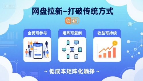 网盘拉新-打破传统方式，低成本矩阵化躺挣，全民可参与、矩阵可复制、收益可持续【揭秘】-AI学习资源网