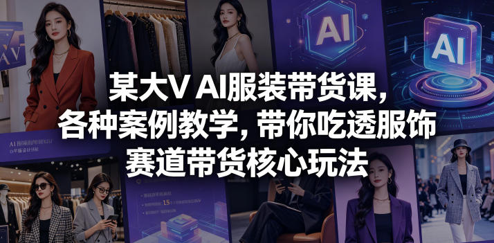 某大V AI服装带货课，各种案例教学，带你吃透服饰赛道带货核心玩法-AI学习资源网