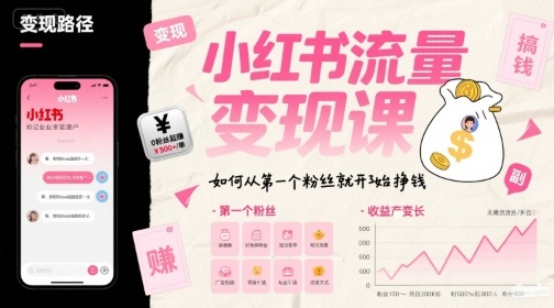 小红书流量变现课，如何从第一个粉丝就开始挣钱-AI学习资源网
