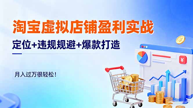 淘宝虚拟店铺盈利实战:定位+违规规避+爆款打造,月入过万很轻松!-AI学习资源网