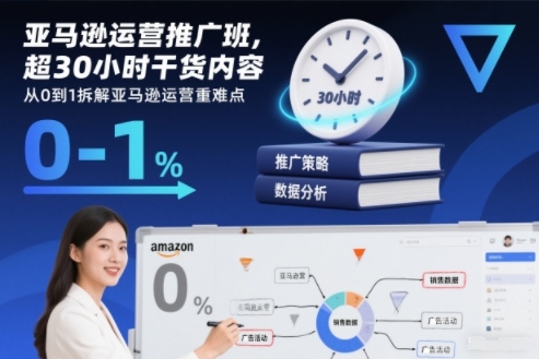 亚马逊运营推广班，超30小时干货内容，从0到1拆解亚马逊运营重难点-AI学习资源网