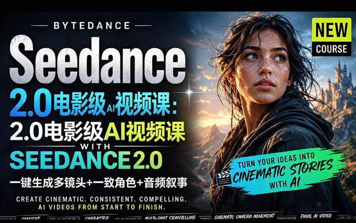 字节跳动的Seedance 2.0 AI电影视频生成制作教程，一键生成多镜头+一致角色+音频叙事-中英字幕-AI学习资源网