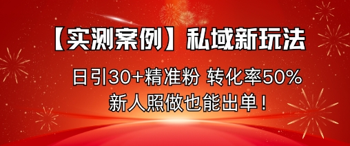【实测案例】私域新玩法，日引30+精准粉，转化率50%，新人照做也能出单！-AI学习资源网